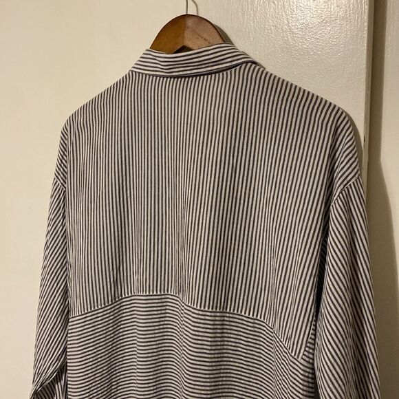 Ann Taylor Lyocell Modal Striped Kimono/Dolman Sleeve Button Down Blouse XL - Picture 9 of 13